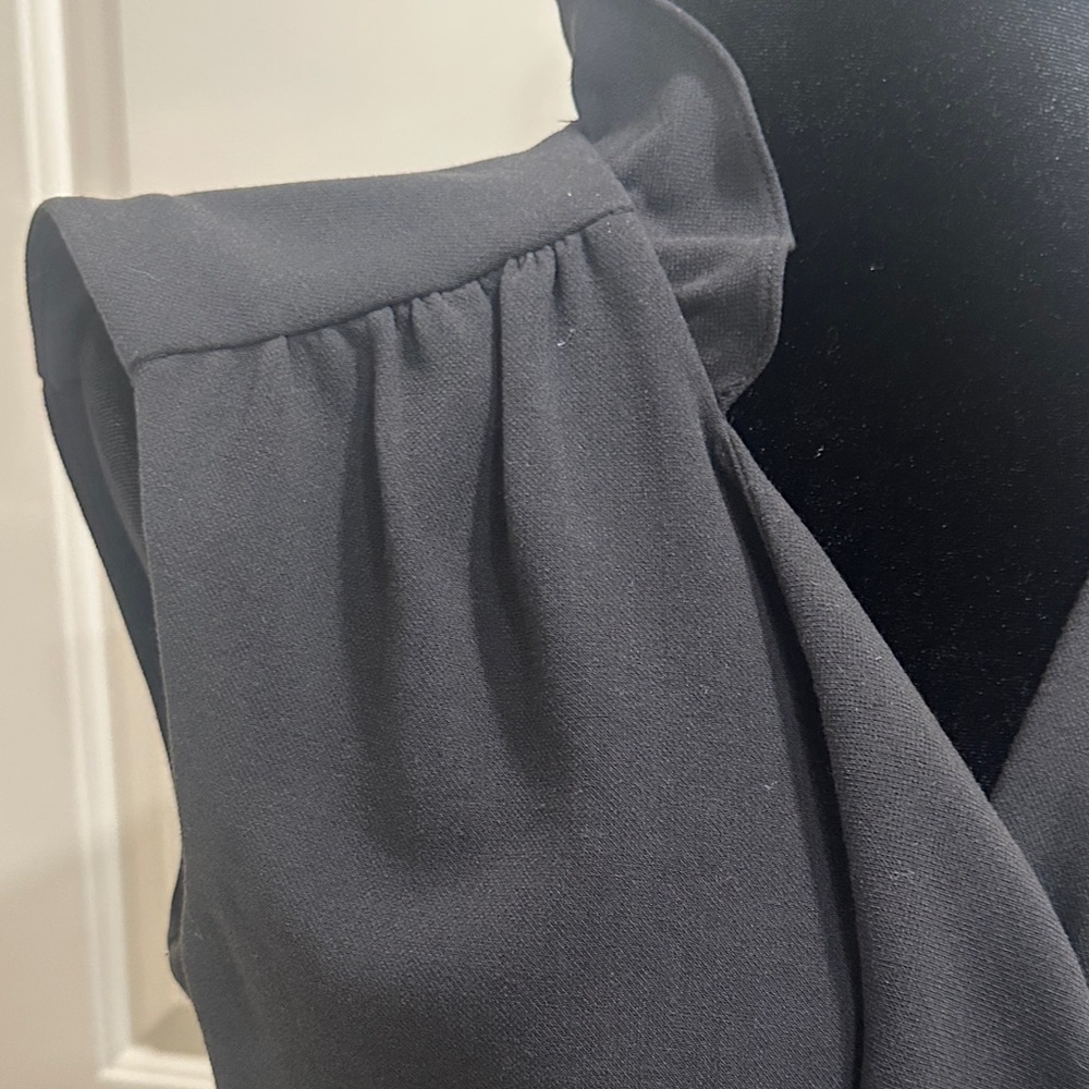 Rebecca Taylor Charcoal Grey Mini Faux Wrap Dress 4 - Picture 4 of 9